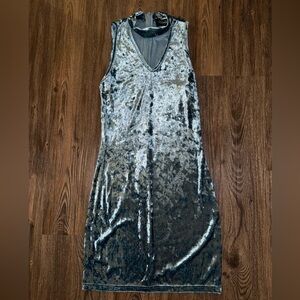 Cider Metallic Silver Velvet Dress
